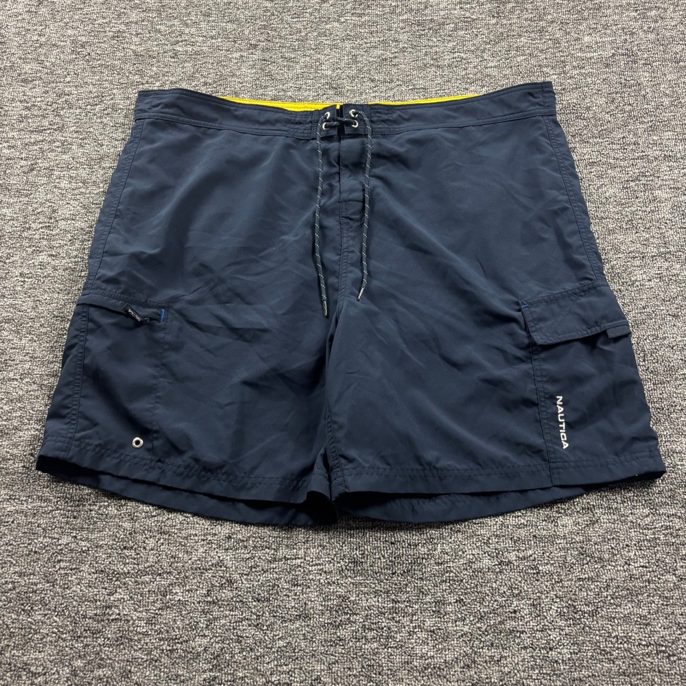 Y2K 2000s Nautica 7 Inch Inseam Cargo Board Shorts Navy Blue Size XXL